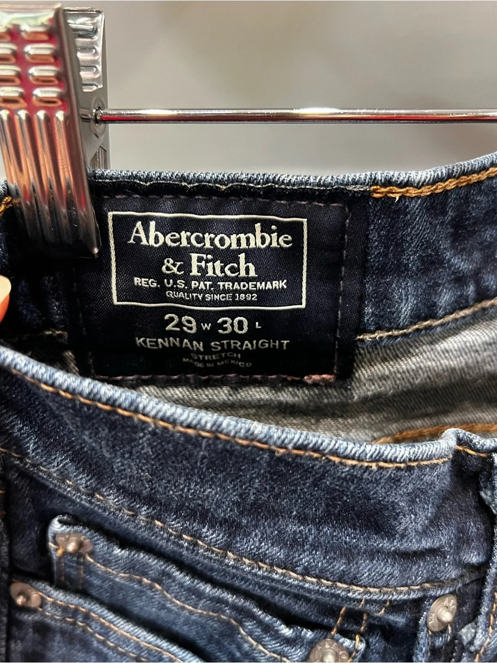 Abercrombie & Fitch Men's Kennan Straight Jeans in Dark Blue Denim